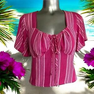 FREE 🆕 Stripe Gauzy Boho Crop Top